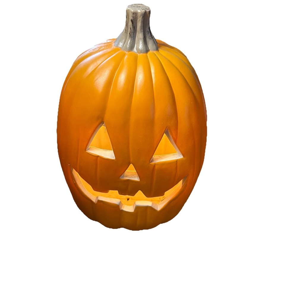 Large blow mold jack-o'-lantern/pumpkin lighted indoor Or Covered Porch 16" Tall